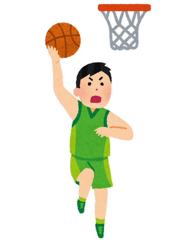 an illustration of a male basketball player doing a layup